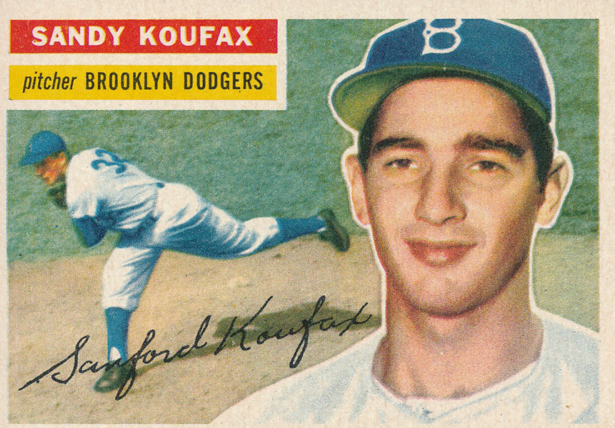 2) Sandy Koufax 1956 Topps & 1963 Topps Hand Signed Baseball Cards