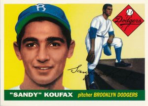 Koufax's first Topps card in 1955.